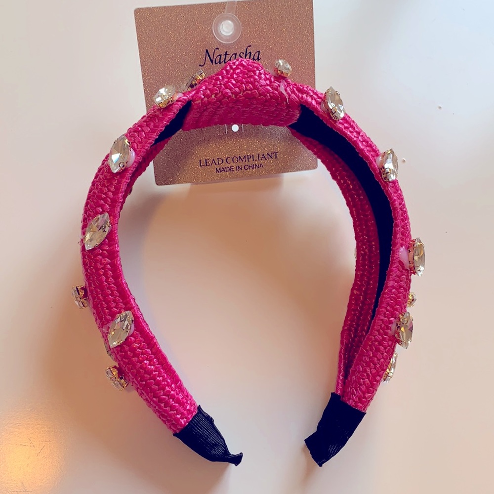Pink Rhinestone Headband by Natasha